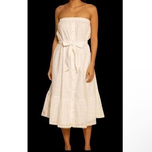 Shore Cotton Gingham Midi Strapless Dress NWT